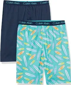 Calvin Klein Little Boy&#039;s S 6/6X Sleep Shorts Pajama  2 Pr Black Shark