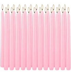 24 Pack Of 10&#034; Taper Candles  Light Pink In Color 7.5 Hours Burn Time...AA.