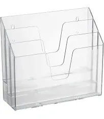 Horizontal Triple File Folder Holder Organizer Clear Blue Color