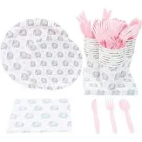 Sparkle and Bash Elephant Themed Party Supplies Pack for Baby Showers (Serves 24)