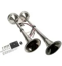 Pactrade Marine Boat RV Car Stainless Steel Dual Trumpet Horn Complete Set 12V