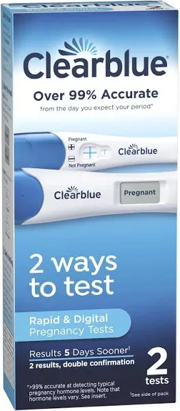 Clearblue Pregnancy Test Combo Pack, 4ct - Digital with Smart Countdown & Rapid Detection - Value Pack