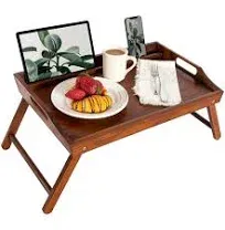 ROSSIE HOME Bamboo Bed Tray, Lap Desk with Phone Holder - Fits up to 17.3 Inch L