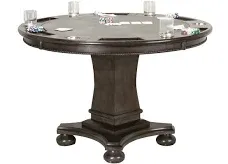 Sunset Trading 48" Round Vegas Dining and Poker Table | Reversible Game Top | Gray Wood