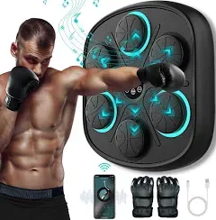 2024 New Smart Music Boxing Machine with Boxing Gloves, Wall Mounted Smart Bluetooth Music Boxing Trainer with LED, Electronic Focus Agility Training Digital Boxing for Adults and Kids