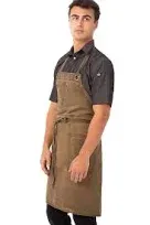 Chef Works Unisex Dorset Bib Apron, Golden Brown, One Size