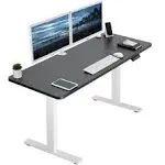 Vivo Electric 60” x 24” Stand Up Desk | Black Table Top, White Frame