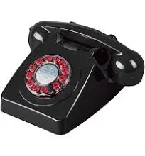 New Wild &amp; Wolf 746 Rotary Design Retro Landline Telephone Black