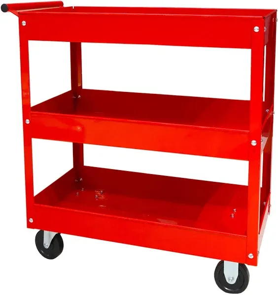 3-Tier Service Cart 400 Lbs Capacity Metal Cart on Wheels for Garage Warehouse W