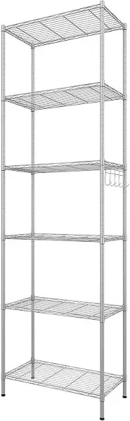 6-Tier Wire Shelving Unit, Free Standing Shelf, 21.26L x 11.42W x 62.99H, Black