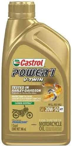 CASTROL POWER 1 20W-50 Synthetic HARLEY-DAVIDSO<wbr/>N V-Twin 4T Engine Motor Oil 1Qt