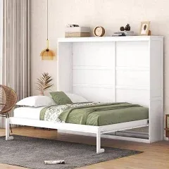 Queen Size Murphy Bed Wall Bed,Gray