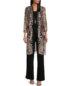 R&M Richards Women R&M Richards 3pc. Embellished Sequin Duster Pants Set