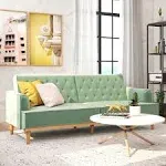 Stella Vintage Convertible Sofa Bed Futon, Teal Velvet