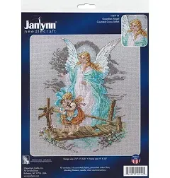 Janlynn Cross Stitch Kit, 8.125-Inch by 7-1/2-Inch, Guardian Angel,White