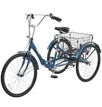 Viribus Folding Adult Tricycle, 7 Speed Foldable Tricycle for Adults with Detachable Wheeled Basket, 3 Wheel Folding Bikes for Men Women Seniors, Collapsible Adult Tricycle 24 in Blue 330 lb.