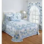 Better Trends Bloomfield Cotton Chenille Queen Bedspread - Blue