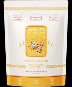 Coconut Mango Cream - Boba Tea Whey Protein Isolate | 26 Grams Grass-fed Whey Isolate Protein per Serving Protein Powder | No Added Sugars or Artificial Ingredients Protein Shake