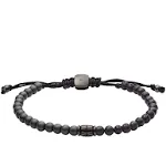 Fossil JF03008793 Men&#039;s Hematite and Black Lava Stone Beaded Bracelet for Men