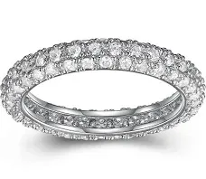 MORGAN & PAIGE Pavéd Eternity Ring - Classic Cubic Zirconia Pavé Ring Anniversary Eternity Band - 925 Sterling Silver Women’s Infinity Ring