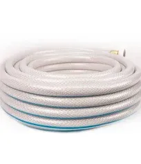 AquaFlex 5/8&#034; x 25&#039; White Fresh Water Hose w Ergonomic Leak Proof Coupling