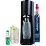 Terra Sparkling Water Maker (Black) with CO2, DWS Bottle and Bubly Drop, Battery