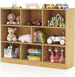 Costzon Kids Toy Organizers and Storage, Wooden 3 Tier Bookshelf with 