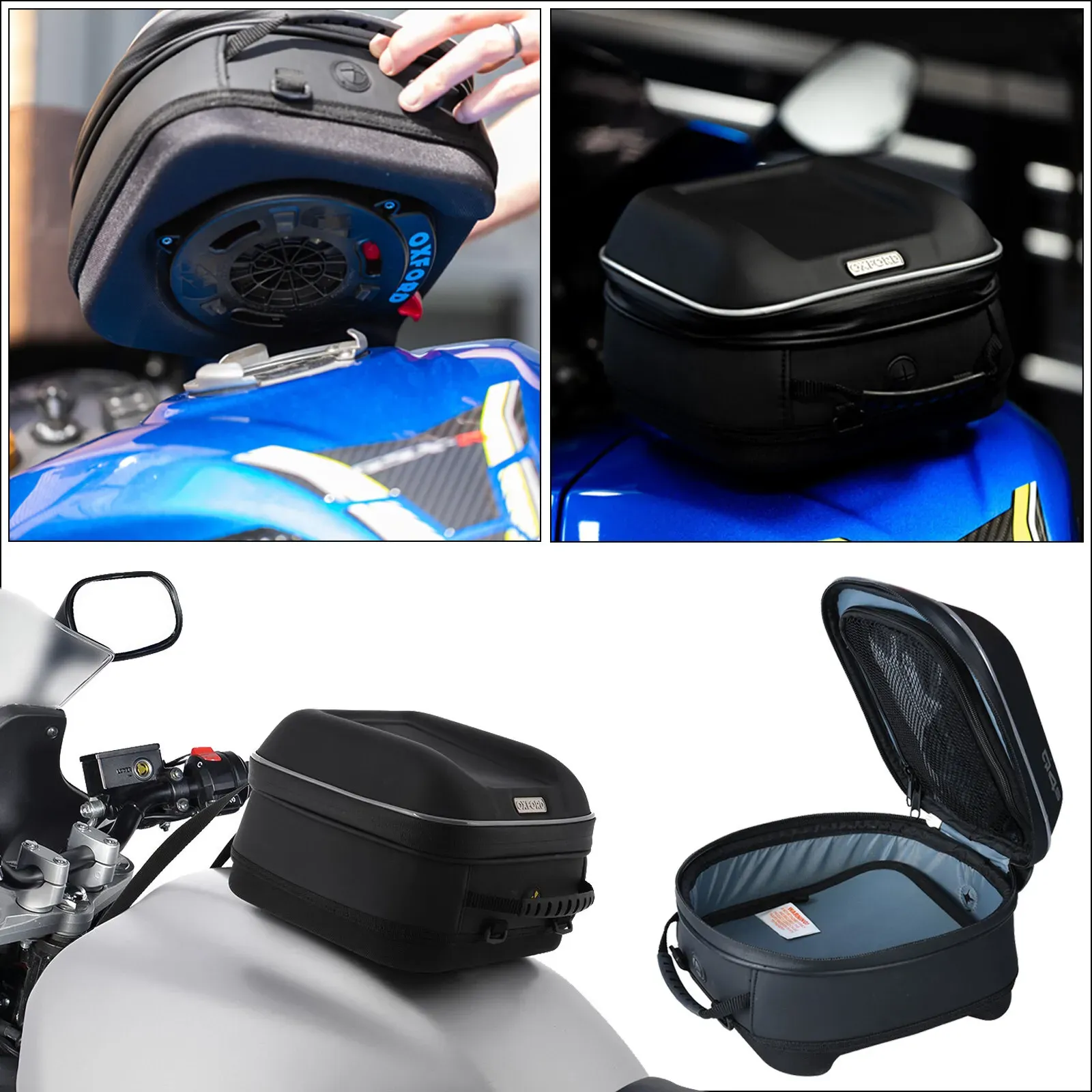 Oxford S-Series Q4s Tank Bag Motorcycle Motorbike Quick Release Bag Black