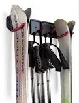 Wealers Wall Mounted Rack Organizer for Skis and Poles Heavy Duty Horizontal Wall Ski Rack Garage Storage with Metal Frame and Padded Hooks Indoors