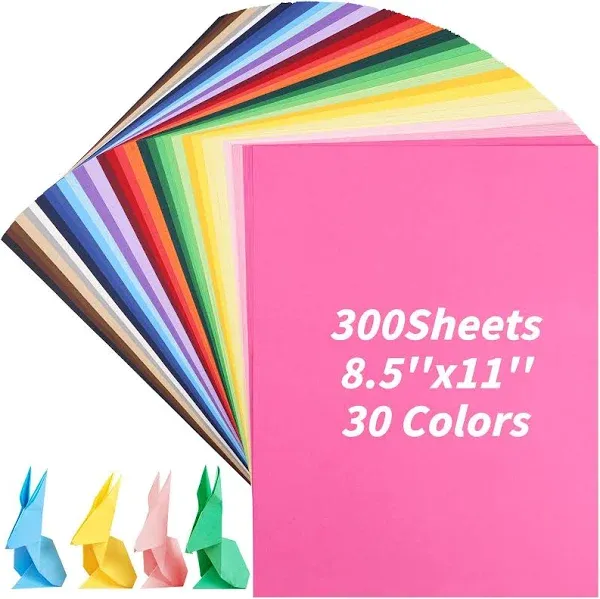 300 Sheets Construction Paper 8.5x 11 30 Colors Craft Paper Cardstock Colored...