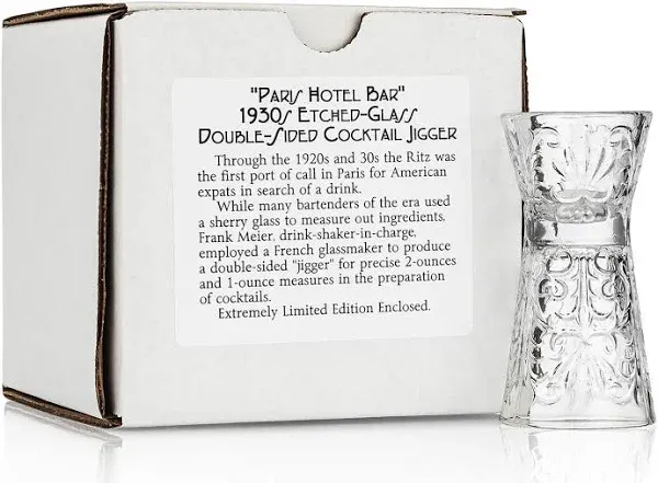 Âœparis Hotel BarÂ\x9d 1930s Etchedcrystal Doublesided Cocktail Jigger