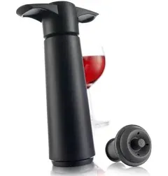 Vacu Vin Wine Saver Pump Black with Vacuum Wine Stopper - Keep Your Wine Fres...