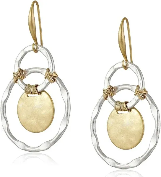 Robert Lee Morris Soho Two Tone Orbital Circle Drop Earrings