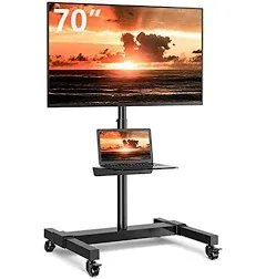 5Rcom Large Rolling TV Cart Portable Stand for 32-75 Inch Flat Screens with Wheels and Tilt Mount, Portrait or Landscape Mobile TV Cart