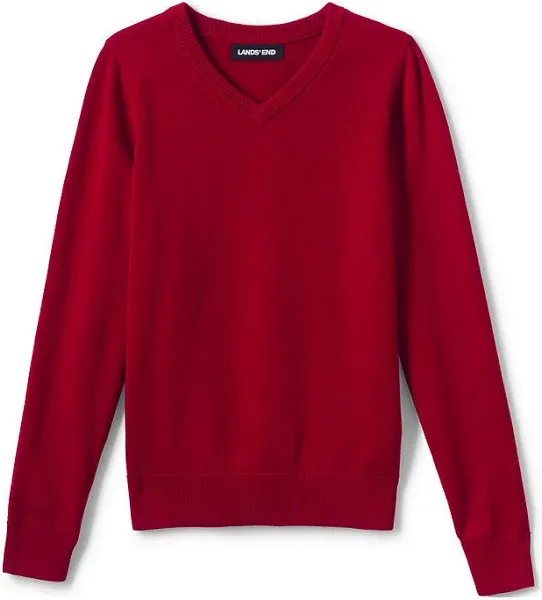 Lands' End School Uniform Boys Cotton Modal Fine Gauge V-Neck Sweater