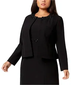 Kasper Womens Embellished-Collar Blazer Jacket