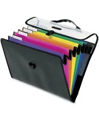 Pendaflex Hanging Organizer, All-in-1 Wall Organizer/Pocket Chart, Black with Bright Color Folders, Poly Carry Case, Letter Size (52891), Black/Assorted