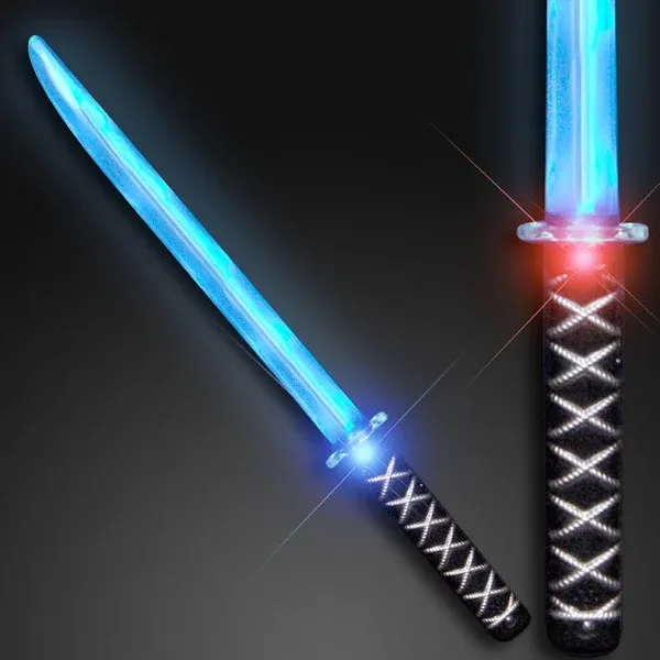 FlashingBlinkyLights Deluxe Ninja LED Light up Sword with Motion Activated Clanging Sounds