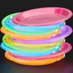 9 in. Neon Assorted Color Plastic Plates - 60 ct