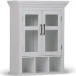 Simpli Home Avington Two-Door Wall Bath Cabinet with Cubbies, Pure White