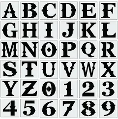 6 Inch Letter Stencils for Painting on Wood, 36Pcs Alphabet Stencils Retro 