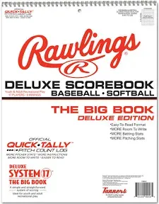 Rawlings Deluxe Scorebook - 17 Player Baseball Softball 24 Game Record Keeper