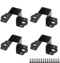 4Pcs Heavy Duty Bed Rail Fittings Black Bed Frame Brackets Adapter U-Shape Be...