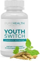 PureHealth Research YOUTH SWITCH Longevity Activator 60 Caps New