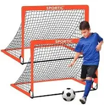 Kids Soccer Goal 2-Pack 4&#039;x3&#039; Portable Pop-Up Nets Ball Agility Ladder Cones