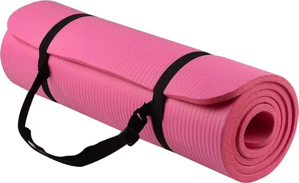 Signature Fitness 1/2-Inch Extra Thick High Density Anti-Tear Exercise Yoga Mat with Carrying Strap