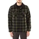 Smith's Workwear Men's Sherpa-Lined Plaid Micro Polarfleece Jacket - Olive/Black - X-Large