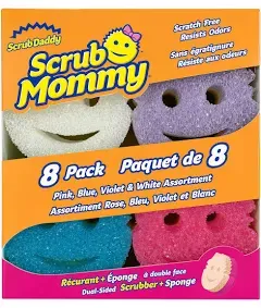 NEW! Scrub Mommy Dual-Sided Scrubber Sponge Scratch Free, 8 Pack FAST SHIPPING