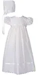 Little Things Mean A Lot Baby Girls White Poly Cotton Lace Collar Hem Hat Christening Gown 0-24m