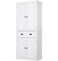 HOMCOM 72.5" Freestanding Kitchen Pantry Cabinet Storage Cabinet with 4 Doors and Adjustable Shelves for Dining Room